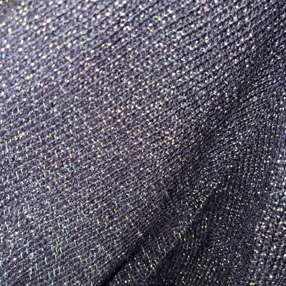 Vintage Womens Duster Sweater Size XL Deep Navy Green Metallic Handmade Casual - Picture 6 of 16
